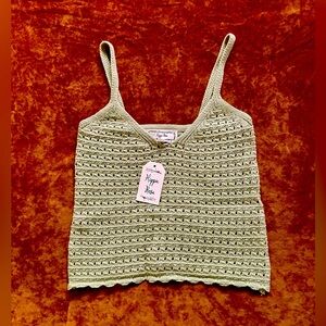 NWT Hippie Rose Crochet Cami Top, size XS in Fresh Sage Green